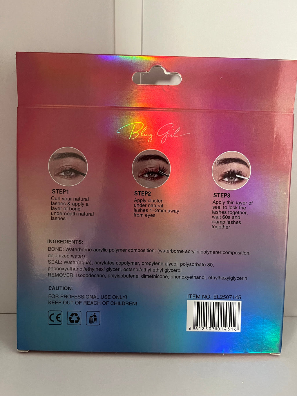 DIY Lash Extension Kit 60P back packaging with instructions