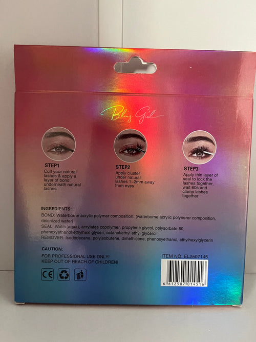 DIY Lash Extension Kit 60P back packaging with instructions